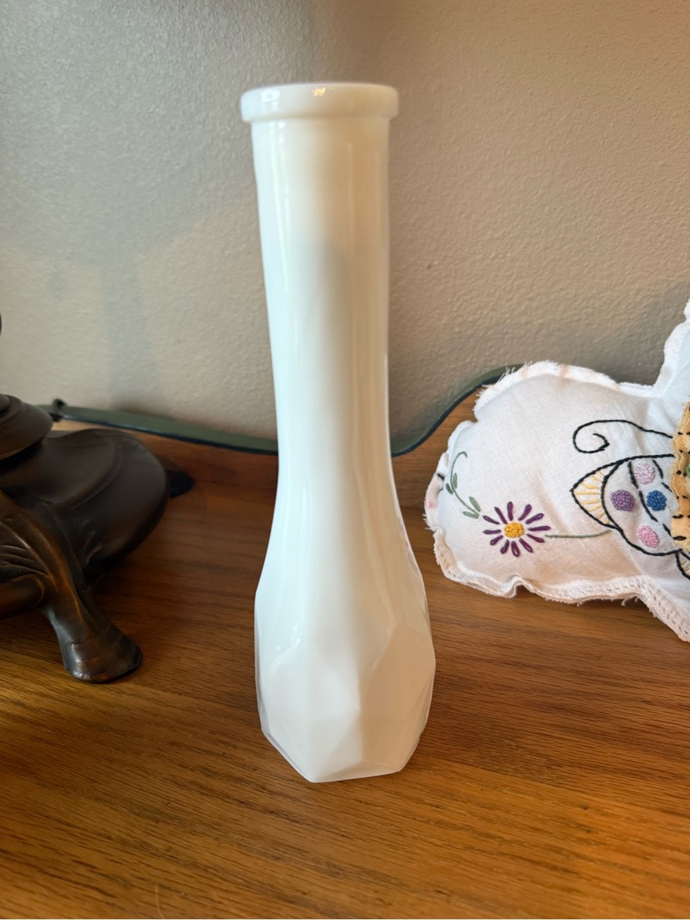 White Milk Glass Bud Vase - Unbranded